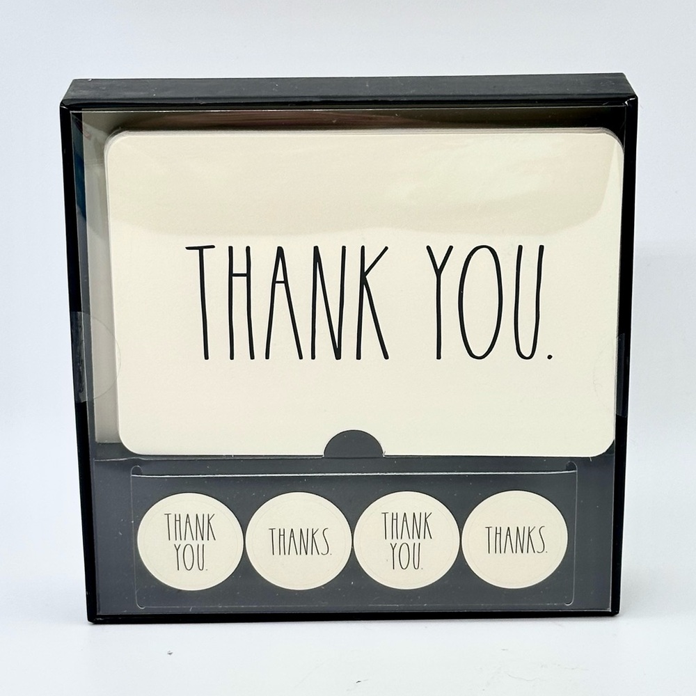 Rae Dunn THANK YOU. (White) Note Card Set with Envelopes and Stickers